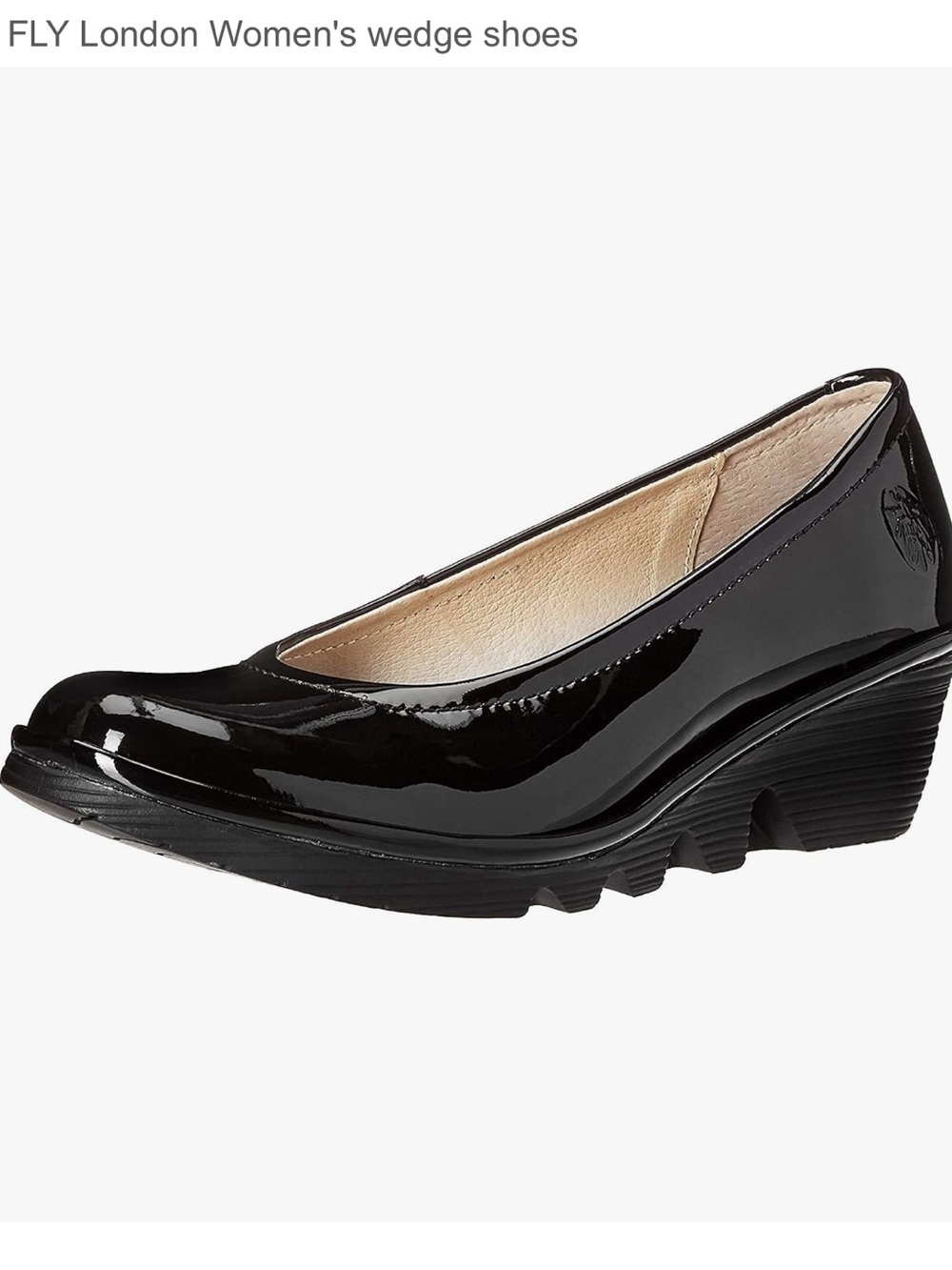 FLY London Women's Damen Black Patent Platform shoes